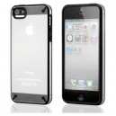 iPhone 5ケース、ハードバックカバー（マットクリア）＋TPUフレーム（グレー）