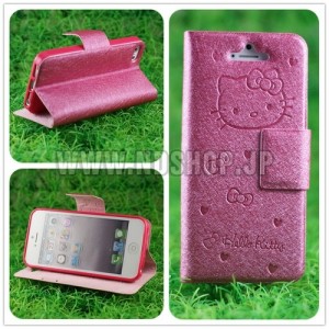 iPhone 5用可愛いHello Kitty PU革フリップケース